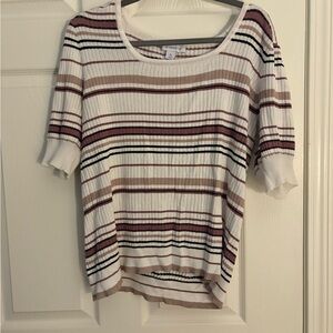 Liz Claiborne Striped Ribbed Top